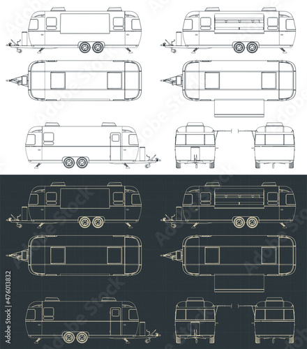 Retro trailer blueprints