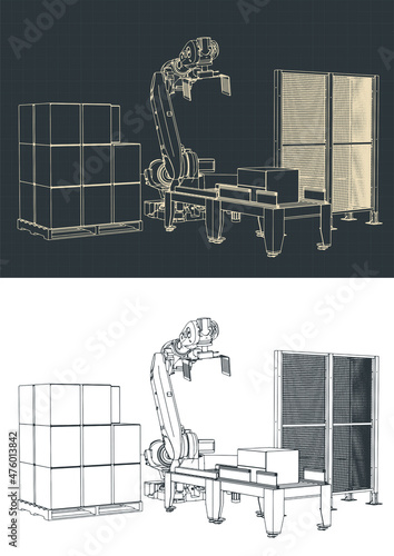 Robotic palletizing line drawings
