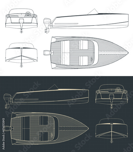 Motor boat blueprints