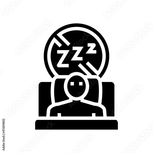 difficulty falling asleep at night glyph icon vector. difficulty falling asleep at night sign. isolated contour symbol black illustration