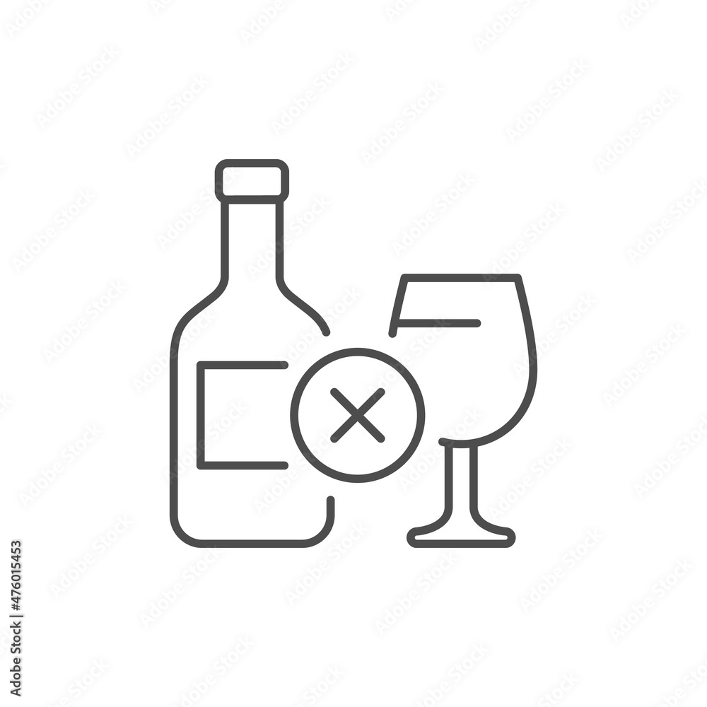 No alcohol line outline icon No alcohol line outline icon