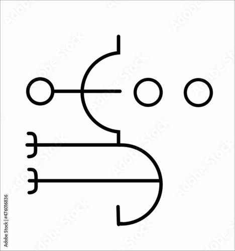 The Icelandic magic sign Lukkustafir is a symbol of Good luck in shopping. Protection against waste. So that the money does not go away. Runes and protection with humor. Vector.