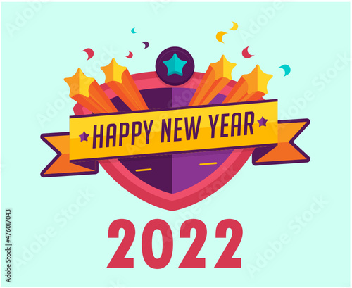 Happy New Year 2022 Holiday Abstract Design Vector Illustration Colorful With Cyan Background