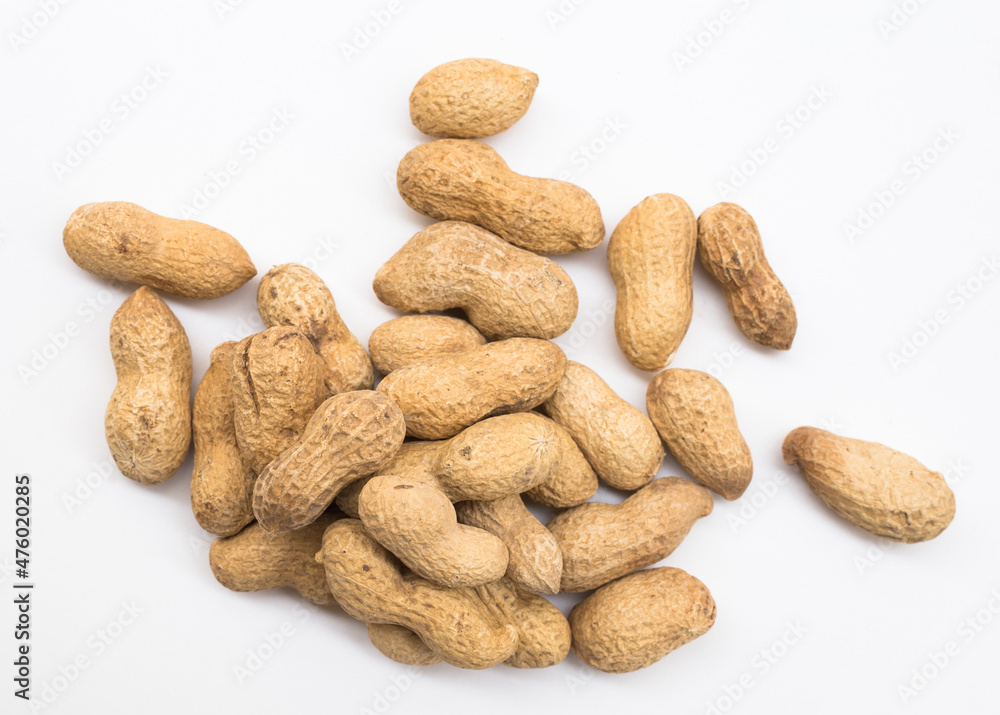 bunch of ecological peanuts on a white background bunch of ecological peanuts on a white background