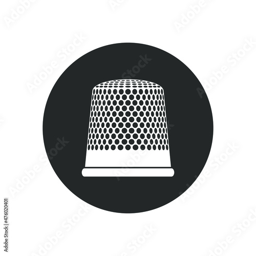 Thimble graphic icon. Thimble of tailor sign in the circle isolated on white background. Hand sewing symbol. Vector illustration