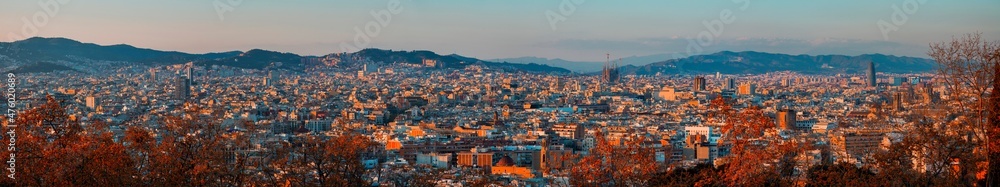 Panoramic view of Barcelona from the height