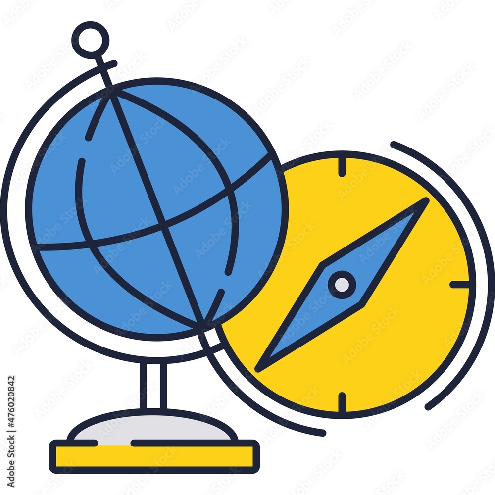 Earth globe and compass icon geography vector Earth globe and compass icon geography vector
