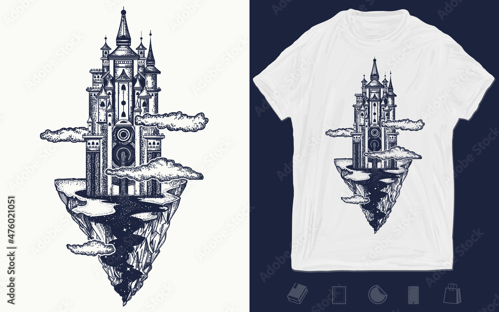 Medieval castle tattoo art. Ancient castle on the mountain. Symbol of the fairy tale, dream, magic. Medieval castle t-shirt design. Vector graphics template. Hand drawn illustration Stock Vector | Adobe Stock Medieval castle tattoo art. Ancient castle on the mountain. Symbol of the fairy tale, dream, magic. Medieval castle t-shirt design. Vector graphics template. Hand drawn illustration Stock Vector | Adobe Stock