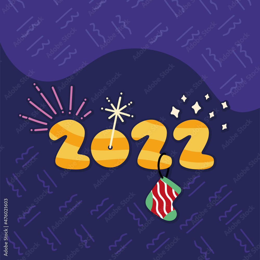 Fototapeta premium new year 2022 and sock