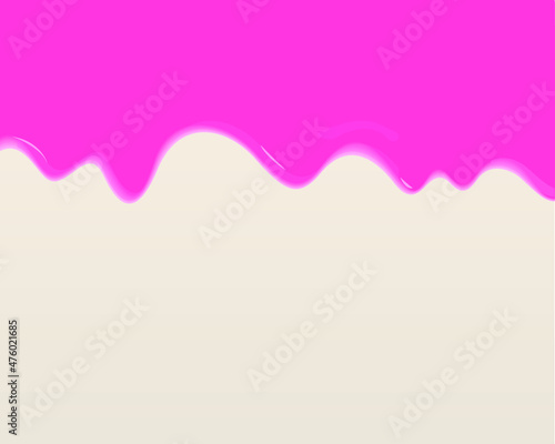 Flowing strawberry jam on milk cream. Abstract background