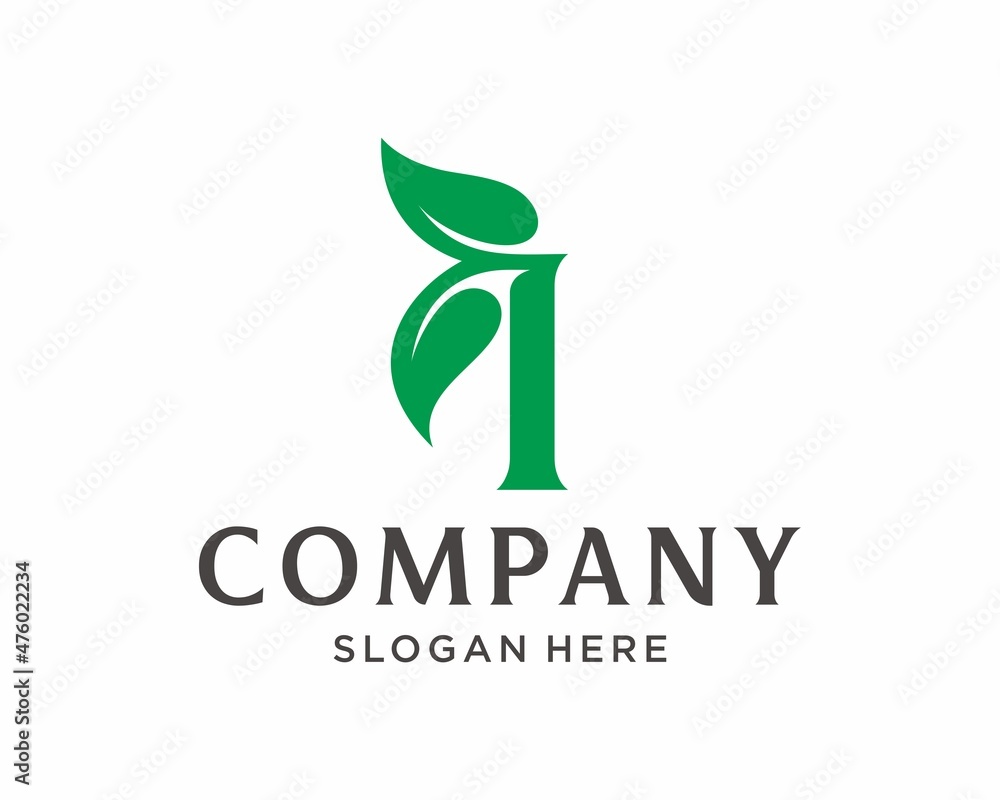 Letter I leaf logo Letter I leaf logo