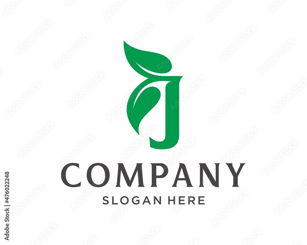 Letter J leaf logo Letter J leaf logo