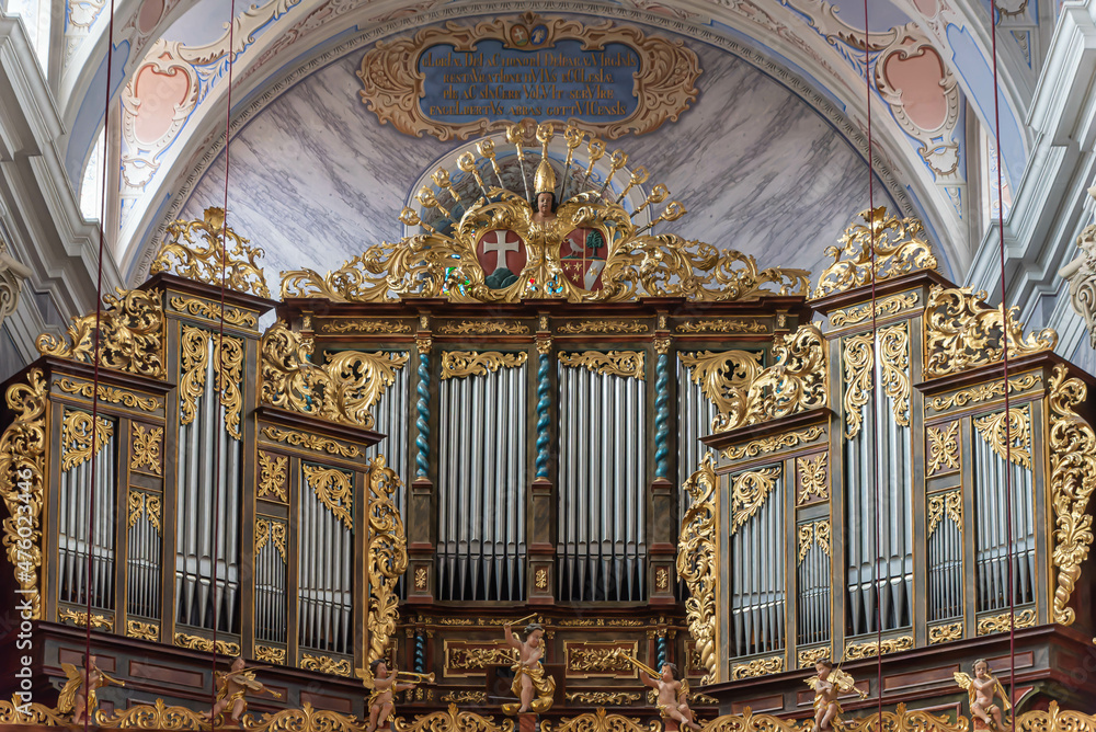 Barocke Orgel in der Stiftskirche Göttweig Stock-Foto | Adobe Stock