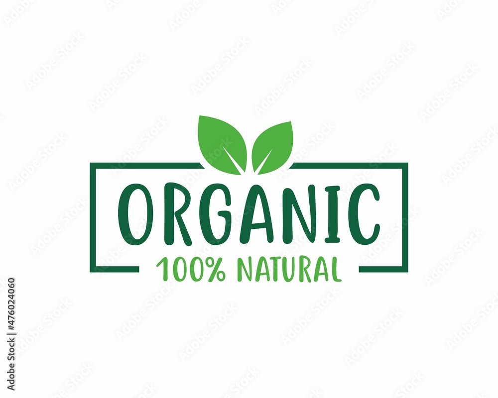 100% organic label sticker badge Vector