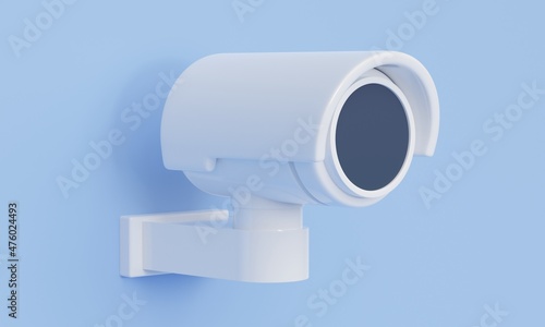 White surveillance camera. Security concept. 3d rendering