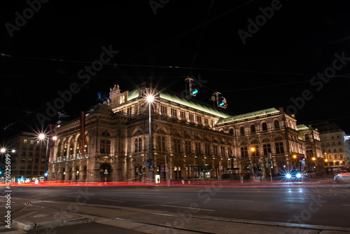 The famous Vienna Opera house at night