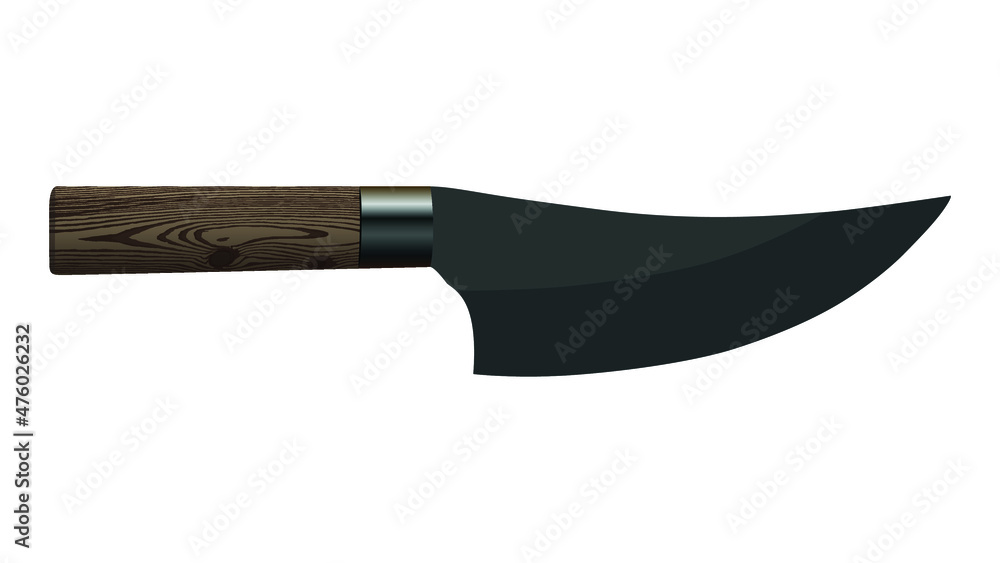 Obraz premium Large sharp cleaver knife isolated on white background, Vector illustration, chef knives, Cutlery icon set