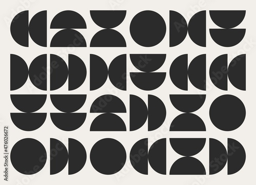 Trendy abstract art with geometric shapes. Simple brutalism poster, Mid century geometry pattern, contemporary print retro style. Minimal vector illustration