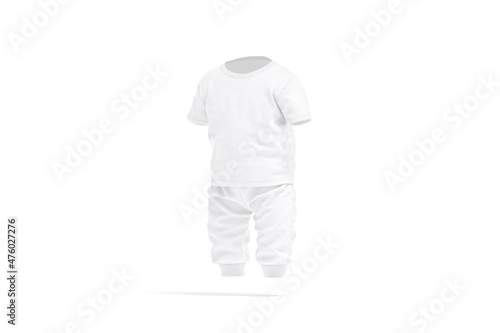 Blank white baby suit with t-shirt and pants mock up photo