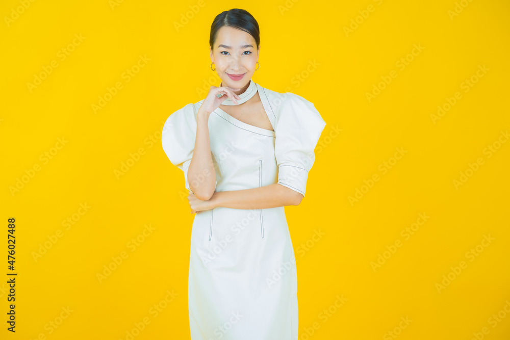 Portrait beautiful young asian woman smile with action Portrait beautiful young asian woman smile with action