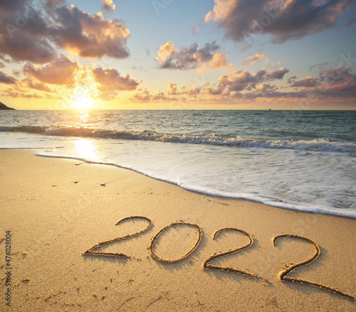 2022 year on the sea shore.