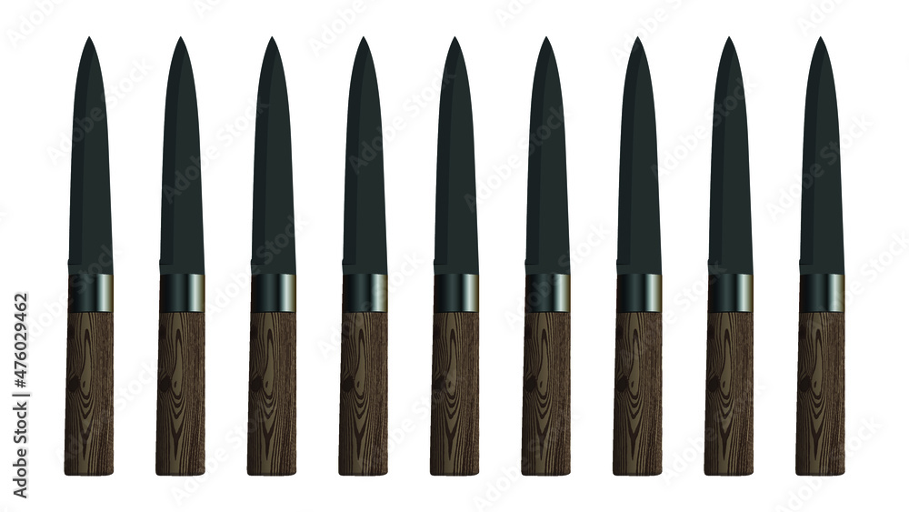 set of realistic kitchen knives isolated on white background, Vector illustration, chef knife, Cutlery icon set set of realistic kitchen knives isolated on white background, Vector illustration, chef knife, Cutlery icon set