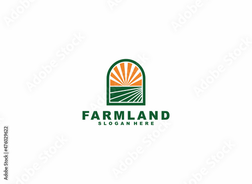 farmland logo template, vector, icon in white background photo