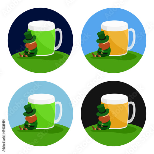 Set of leprechaun avatars. St. Patrick's Day. Vector illustration.