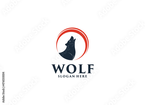 roaring wolf illustration logo in white background