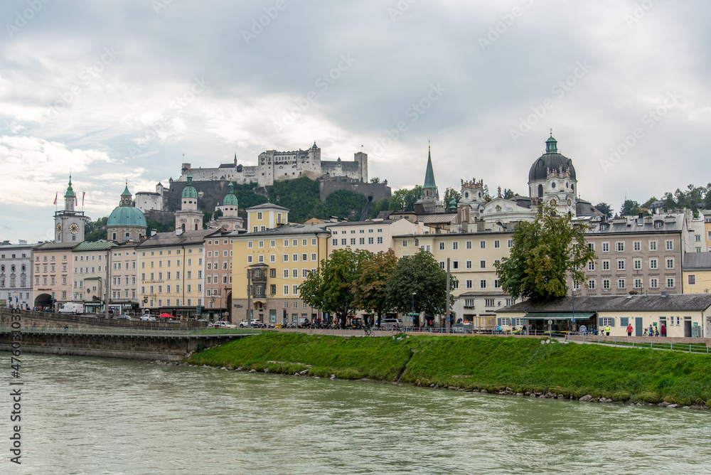 A cloudy Morning in Salzburg, View on Castle Hohensalzburg, Austria