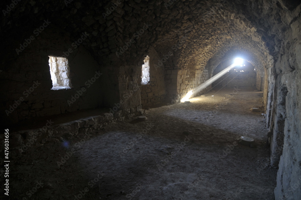 Corridors of Kerak Castle in Jordan
