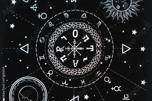 Layout on the topic of astrology and isoterics. photo