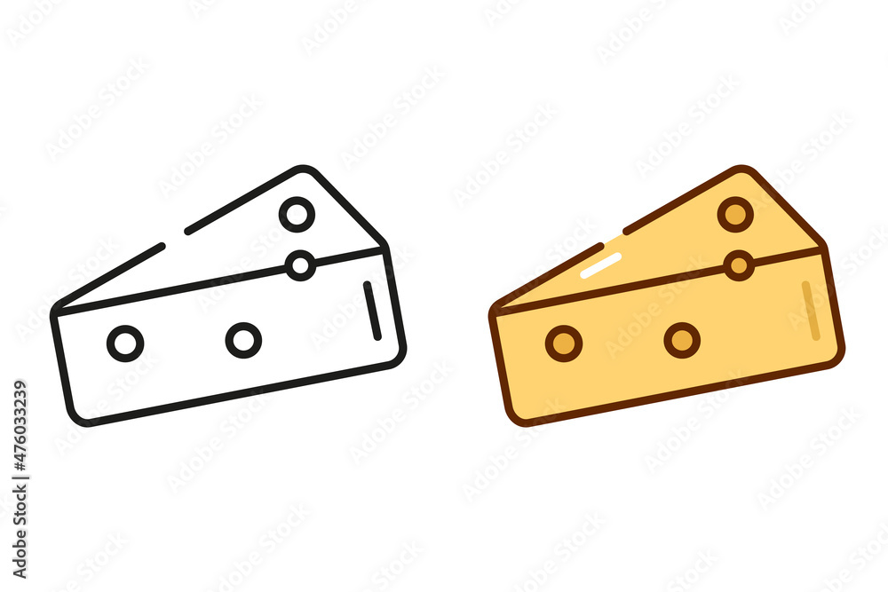 Cheese icon isolated on white background. Black and colorful cheese icons set. Vector illustration Cheese icon isolated on white background. Black and colorful cheese icons set. Vector illustration