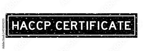 Grunge black HACCP (Hazard Analysis Critical Control Points) certificate word square rubber seal stamp on white background
