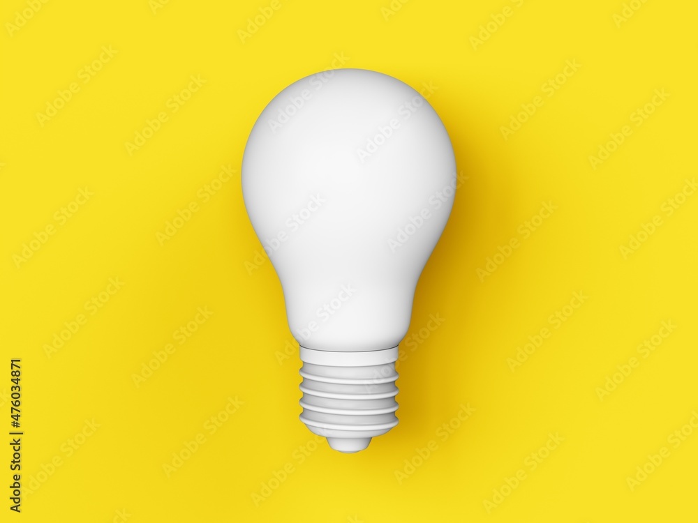 3D Rendering Blank Light Bulb isolated on yellow background 3D Rendering Blank Light Bulb isolated on yellow background