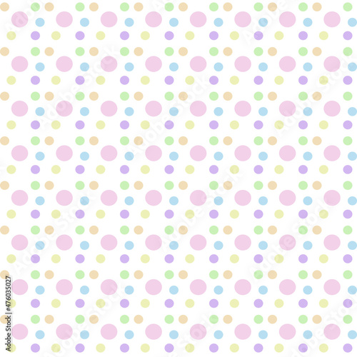 The pastel dot of purple, pink, orange, yellow, green, light blue on the white background or the pattern background of pastel dot 