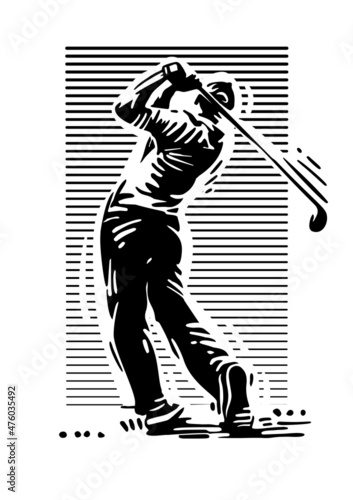 Golf player, abstract vector silhouette