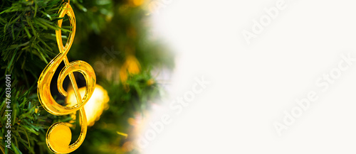 Obraz na plátně Christmas tree with note melody song decoration