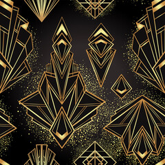 Handdoek met foto Zwart goud patronen Jaren twintig jazz art deco  © vgorbash