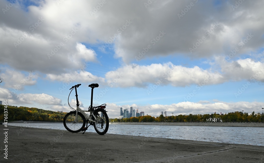 Fototapeta premium a bicycle of the river embankment