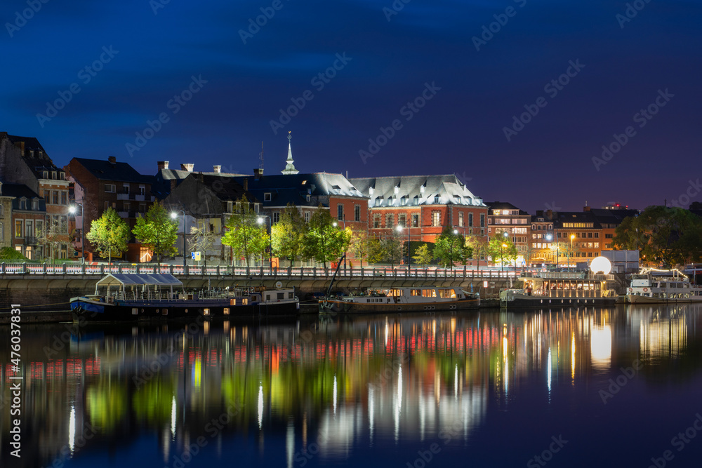 Panoramic Meuse river with reflection. Namur, Belgium. Panoramic Meuse river with reflection. Namur, Belgium.