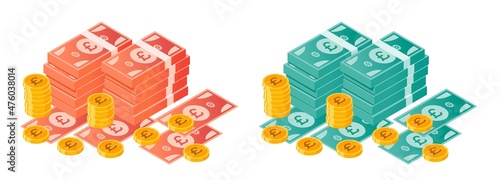 Pound Sterling Money Bundle and Coins