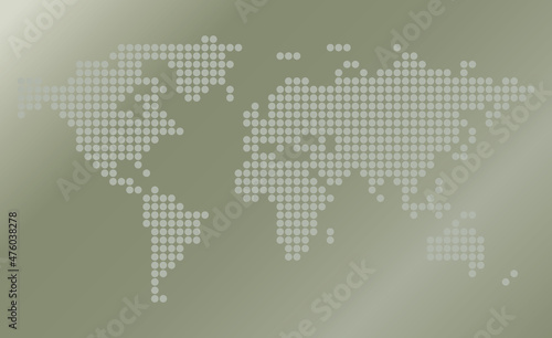 silhouette of dotted world map on grayish vector background with gradient