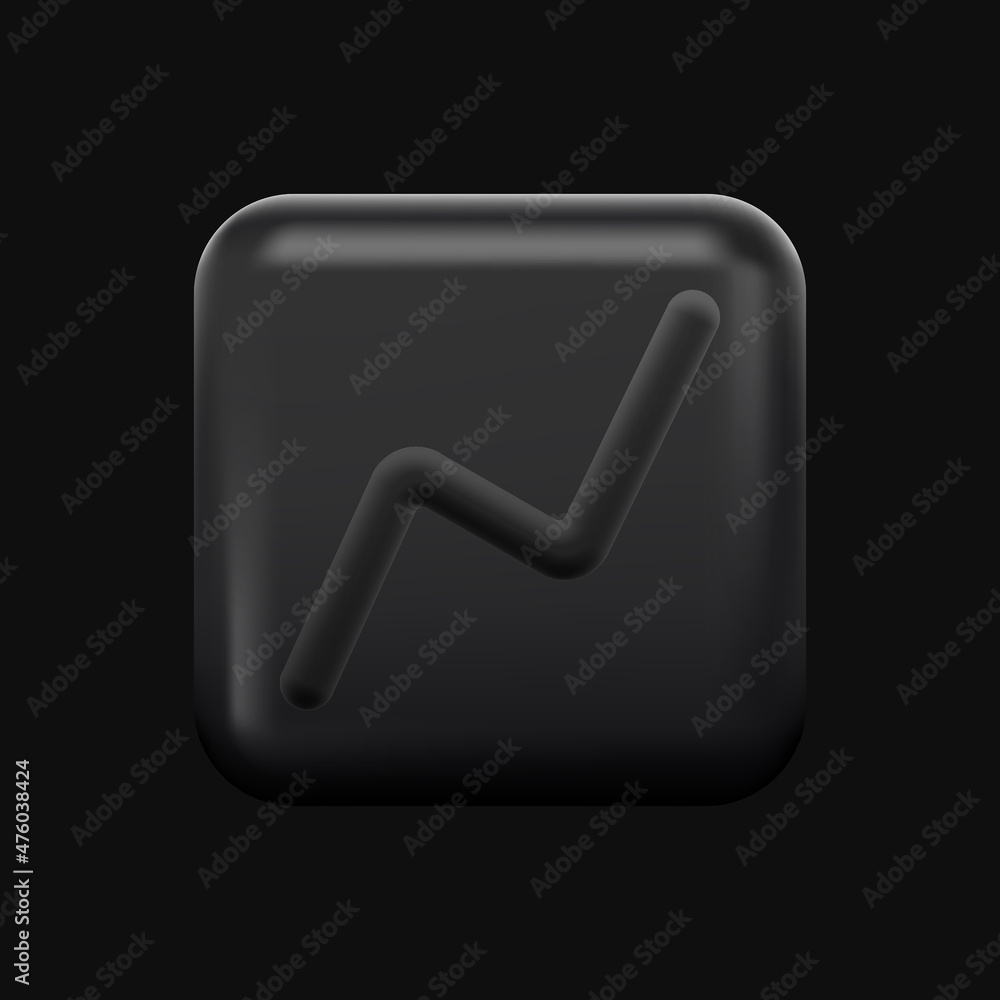 Line Graph Black 3D Icon. Vector illustration Line Graph Black 3D Icon. Vector illustration