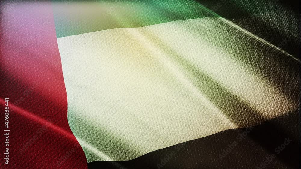 uae flag is waving 3D animation. United Arab emirates flag waving in ...