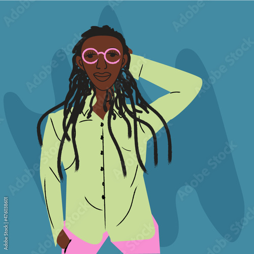 Lesbian  masculine woman with her hand behind her head