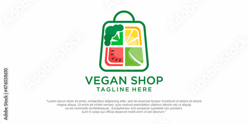 Fresh fruit and vegetable logo design Premium Vector