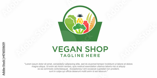 Vegetable shop logo template design Premium Vector