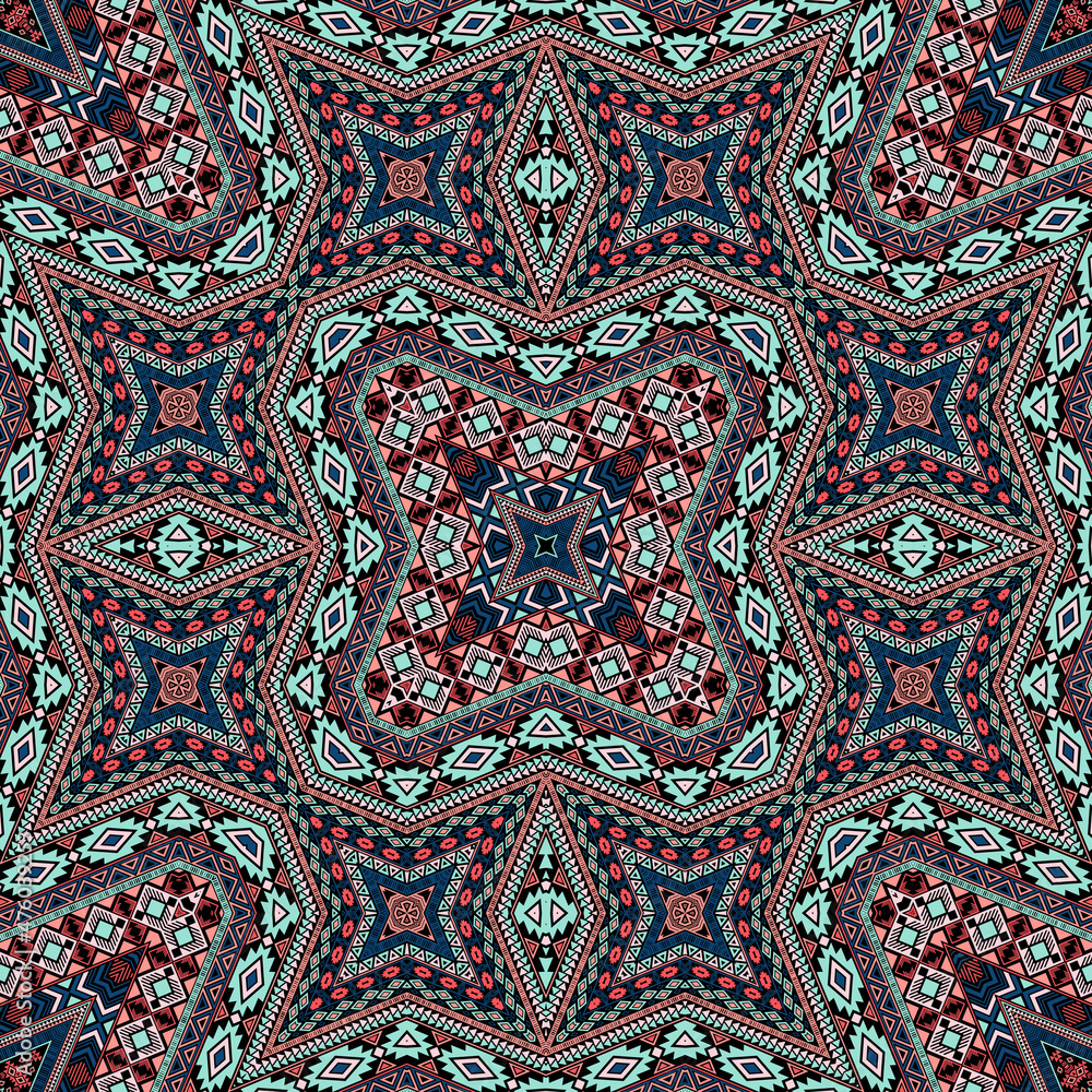 Inca endless pattern vector design. Arabesque geometric texture. Textile print in ethnic style.