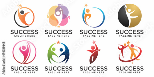 People logos vector design represents success, signs and symbols.